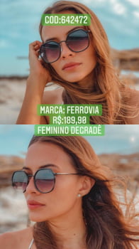 Óculos Feminino Preto com Lente Degradê com armação em acetato ferrovia 642472