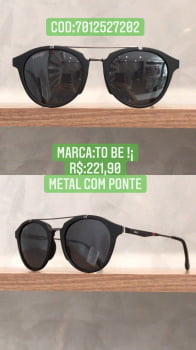 Óculos Feminino Preto Acetato Redondinho com Ponte To Be 7012527202