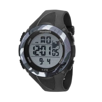 Relógio Mondaine Masculino Esportivo Digital Preto e Camuflado em Poliuretano Á Prova d'água 85012G0MVNP3