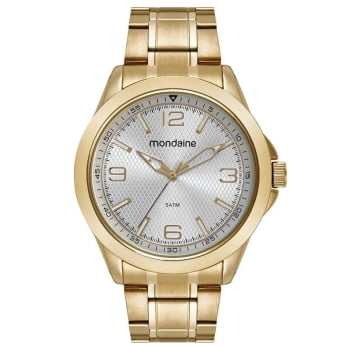 Relógio Mondaine Masculino Dourado com Visor Champanhe Texturizado Á Prova d'água 32603GPMVDE1
