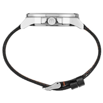 Relógio Mondaine Masculino Prateado com calendário Casual com Pulseira em Couro e nylon Á Prova d'água 32537G0MVNJ2