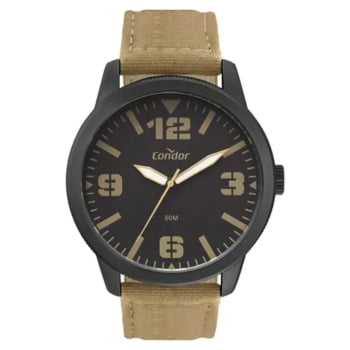 Kit Relógio Condor Masculino Preto com Pulseira em Couro Á Prova D'água CO2035NCF/K5X