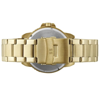 Kit Relógio Seculus Masculino Long Life Dourado Visor Champanhe com Calendário Aço Inoxidável A Prova D'água 77222GPSKDA2K1