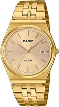 Relógio Casio Dourado Minimalista com Calendário á Prova D'água MTP-B145G-9AVDF 4393 Relógio Casio Dourado Minimalista com Calendário á Prova D'água MTP-B145G-9AVDF 4393