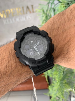 Relógio Casio G-Shock Masculino Preto Esportivo Digital Display Duplo em Poliuretano Á Prova d'água GA-100-1A1DR 5081