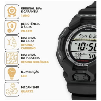 Relógio Casio G-Shock Masculino preto Digital Esportivo a prova d'água GD-010-1DR