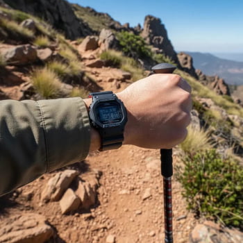 Relógio Casio G-Shock Masculino Preto e Vermelho Esportivo Digital em Poliuretano Á Prova d'água DW-5600UHR-1DR