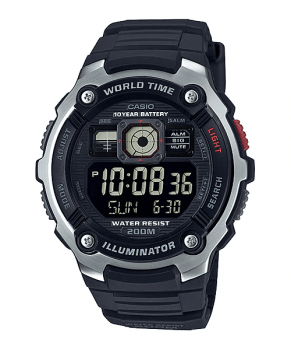 Relógio Casio World Time Masculino Digital Prata Preto Esportivo AE 2000W 1BVDF