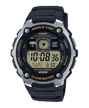 Relógio Casio World Time Masculino Esportivo Digital Prata Preto AE 2000W 9AVDF