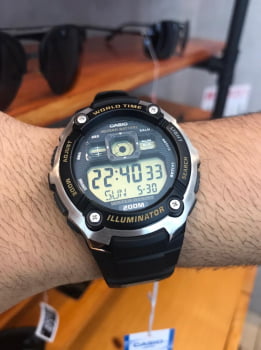 Relógio Casio World Time Masculino Esportivo Digital Prata Preto AE 2000W 9AVDF