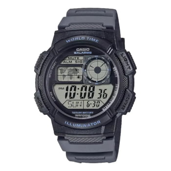 Relógio Casio Masculino Preto e Cinza Digital Esportivo World Time em Poliuretano Á Prova D'água AE-1000W-8AVDF