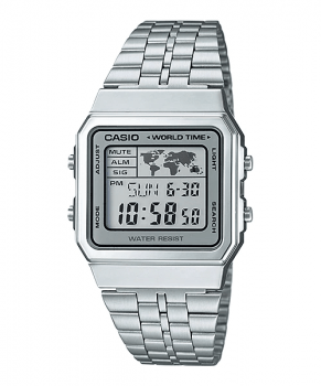 Relógio Casio Vintage Retro Prata World Time A500WA