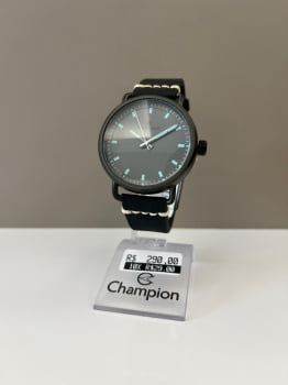 Relógio Champion Masculino Preto Pulseira em Couro Visor Cinza á Prova d'água CH30242C Relógio Champion Masculino Preto Pulseira em Couro Visor Cinza á Prova d'água CH30242C