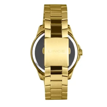 Relógio Lince Masculino Dourado com Visor Preto Á Prova D'água MRGM006L46
