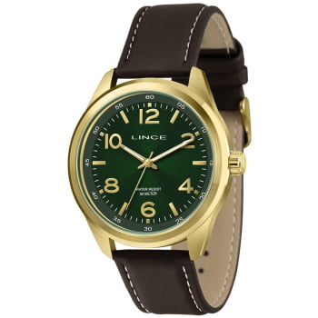 Relógio Lince Masculino Mostrador Verde com Numeração Completa Pulseira de Couro Á Prova D'água MRCH217L46 Relógio Lince Masculino Mostrador Verde com Numeração Completa Pulseira de Couro Á Prova D'água MRCH217L46