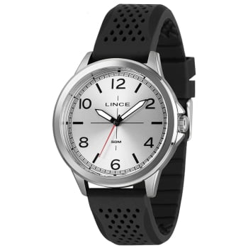 Relógio Lince Masculino Prateado Com Visor Prata Pulseira em Silicone Á Prova d'água MRPM054L46 Relógio Lince Masculino Prateado Com Visor Prata Pulseira em Silicone Á Prova d'água MRPM054L46