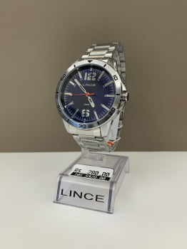 Relógio Lince Masculino Prateado Mostrador Azul a prova D'água MRMM011L46 Relógio Lince Masculino Prateado Mostrador Azul a prova D'água MRMM011L46