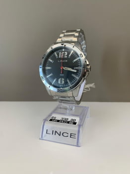 Relógio Lince Masculino Prateado Mostrador Preto a prova D'água MRMM011L46