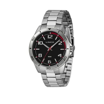 Relógio Lince Masculino Prateado Visor Preto Com Taquímetro Á Prova d'água MRMM006L46 Relógio Lince Masculino Prateado Visor Preto Com Taquímetro Á Prova d'água MRMM006L46