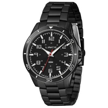 Relógio Lince Masculino Preto com Visor Preto Todo Numerado Á Prova D'água MRNM055L46