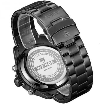 Relógio Masculino Weide Display Duplo Digital e Analógico Preto e Azul 8502