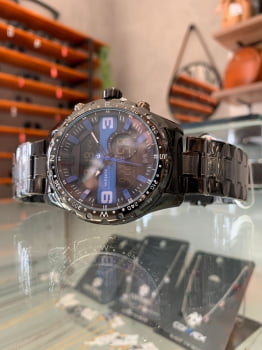 Relógio Masculino Weide Display Duplo Digital e Analógico Preto e Azul 8502