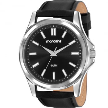 Relógio Mondaine couro masculino prata - 83472G0MVNH1