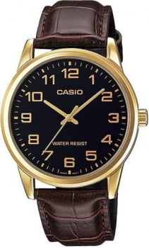 Relógio Casio Dourado Masculino Couro - MTB-VOO1GL-1BUDF