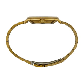 Relógio Mondaine Dourado Clássico Semi-slim Com Visor Minimalista Texturizado Á Prova d'água 99750LPMVDE1