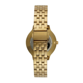 Relógio Mondaine Dourado Clássico Semi-slim Com Visor Minimalista Texturizado Á Prova d'água 99750LPMVDE1
