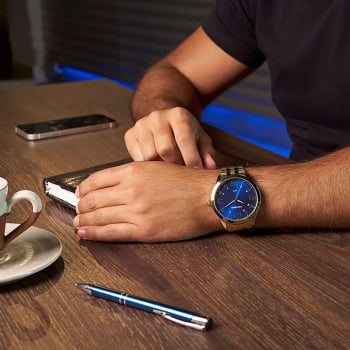 Relógio Mondaine Masculino Casual Dourado á Prova D'água 99421GPMVDE3