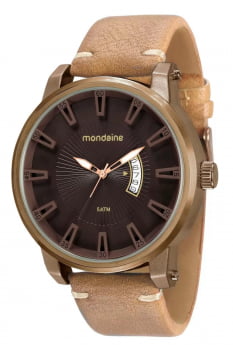 Relógio Mondaine Masculino Cobre Com Calendário Couro Caramelo 76554GPMVMH6