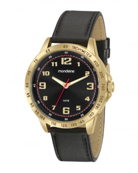 Relógio Mondaine Masculino Couro Dourado 99466GPMVDH2