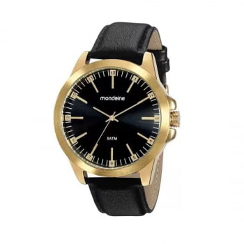 Relógio Mondaine masculino couro dourado - 99515GPMVDH1