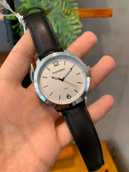 Relógio Mondaine Masculino Couro Prata 53928G0MGNH3