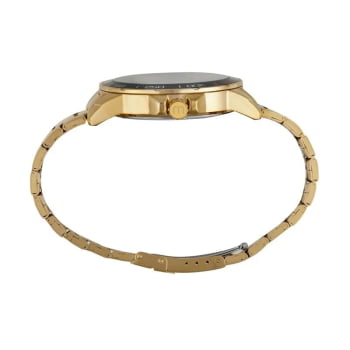 Relógio Mondaine Masculino Dourado Casual com Numeração Completa Robusto Visor Preto Á Prova d'água 99731GPMVDE1