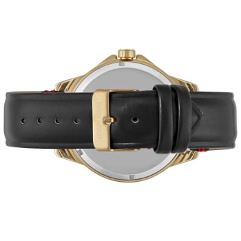 Relógio Mondaine Masculino Dourado com Pulseira em Couro Visor Texturizado e Calendário Á Prova d'água 99643GPMVDH3