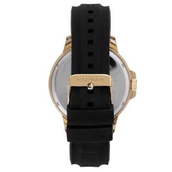 Relógio Mondaine Masculino Dourado com Calendário Silicone Preto a Prova D'água 83499GPMVDI3
