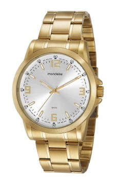 Relógio Mondaine masculino Dourado com mostrador branco - 99606GPMVDE1