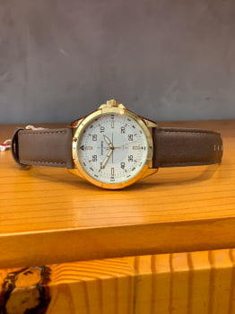 Relógio Mondaine Masculino Dourado Couro 32190GPMVDH1