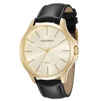 Relógio Mondaine Masculino Dourado Couro 53596GPMKDH7