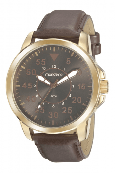 Relógio Mondaine Masculino Dourado Couro 99497GPMVDH1