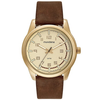 Relógio Mondaine Masculino Dourado Couro Marrom 99044GPMVDH2