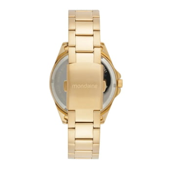 Relógio Mondaine Masculino Dourado Minimalista Visor Preto Á Prova d´água 83526GPMVDE1