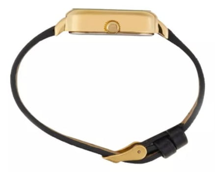 Relógio Mondaine Dourado Quadrado Clássico com Calendário e Pulseira em Couro 99642GPMVDJ3