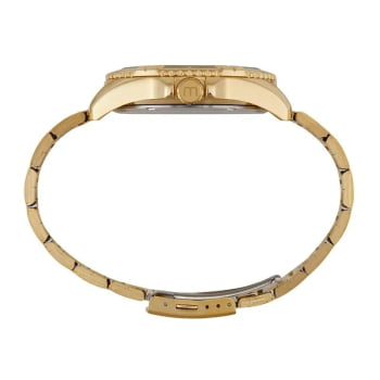 Relógio Mondaine Masculino Dourado Robusto Visor Preto com Calendário Á Prova d'água 32635GPMVDE1