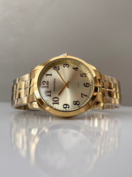 Relógio Mondaine Masculino Dourado Numerado com Visor Champanhe Á Prova d'água 99192GPMVDE2