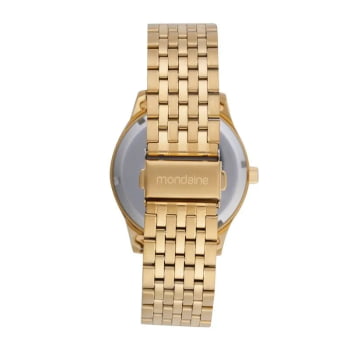 Relógio Mondaine Masculino Dourado Visor Preto com Números Romanos e calendário Á Prova D'água 99806GPMVDE2