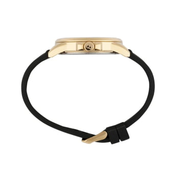 Relógio Mondaine Masculino Dourado Visor Preto Pulseira em Silicone Preta Á Prova d'água 83524GPMVDI1