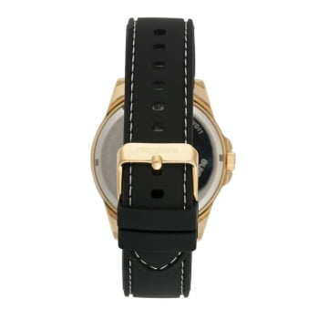 Relógio Mondaine Masculino Dourado Visor Preto Pulseira em Silicone Preta Á Prova d'água 83524GPMVDI1